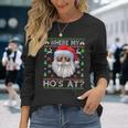 Where My Hos At Ugly Christmas Sweater Style Men Women Long Sleeve T-shirt Graphic Print Unisex Gifts for Her