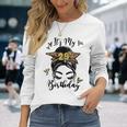 29Th Birthday Decorations Girl Messy Bun 29 Years Old Bday Long Sleeve T-Shirt Gifts for Her