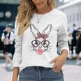 Bunny Face With Pink Sunglasses Bandana Happy Easter Day Long Sleeve T-Shirt Gifts for Her