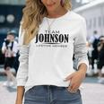 Cornhole Team Johnson Family Last Name Top Lifetime Member Men Women Long Sleeve T-shirt Graphic Print Unisex Gifts for Her