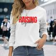 Raising Legends Slogan Langarmshirts, Weiß mit Rotem Text Geschenke für Sie