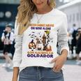 A Witch Cannot Survive On Wine Alone She Also Needs A Yellow Goldador Halloween Long Sleeve T-Shirt T-Shirt Gifts for Her