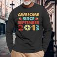 10 Years Old Gift Awesome Since September 2013 10Th Birthday Men Women Long Sleeve T-shirt Graphic Print Unisex Gifts for Old Men