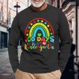 100 Days Of Kindergarten Teacher 100 Days Smarter Rainbow V2 Long Sleeve T-Shirt Gifts for Old Men