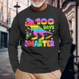100 Days Smarter Teacher Or Student Pop It Dinosaur Long Sleeve T-Shirt Gifts for Old Men