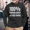 100 Feeling-Lucky Ganztägiges Langarmshirts für Glücksspiel-Fans Geschenke für alte Männer