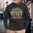 103Rd Birthday 103 Year Old Vintage 1920 Limited Edition Men Women Long Sleeve T-shirt Graphic Print Unisex Gifts for Old Men