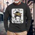 13Th Birthday Decorations Girl Messy Bun 13 Years Old Bday Long Sleeve T-Shirt Gifts for Old Men
