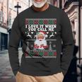 I Love It When You Call Me Big Poppa Christmas Santa Pajamas  Men Women Long Sleeve T-shirt Graphic Print Unisex