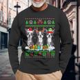 Christmas Boston Terrier Dog Puppy Lover Ugly Xmas Sweater  Men Women Long Sleeve T-shirt Graphic Print Unisex