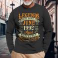 30. Geburtstag Legendäre Juni 1992 Geborene Langarmshirts Geschenke für alte Männer