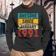 32 Year Old Awesome Since Januar 1991 32 Geburtstag Geschenke Langarmshirts Geschenke für alte Männer