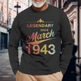 80 Geburtstag 80 Jahre Alt Legendär Seit März 1943 V6 Langarmshirts Geschenke für alte Männer