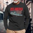 Aircraft Carrier Uss America Cv-66 For Grandpa Dad Son Long Sleeve T-Shirt Gifts for Old Men