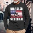 American Flag Retro Vintage Disabled Veteran Retro Vintage Long Sleeve T-Shirt Gifts for Old Men