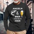 Angeln Und Bier Darum Bin Ich Hier Langarmshirts Geschenke für alte Männer