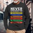 Never Apologize For Your Blackness Black History Month V4 Long Sleeve T-Shirt Gifts for Old Men