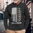 Army Veteran Retired American Flag Camo Proud Army Veteran Men Women Long Sleeve T-shirt Graphic Print Unisex Gifts for Old Men