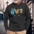 Autism Awareness Day Peace Love Autism Puzzle Ribbon Long Sleeve T-Shirt Gifts for Old Men