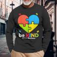 Autism Awareness Be Kind Puzzle Heart Kindness Long Sleeve T-Shirt T-Shirt Gifts for Old Men