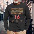 Awesome Since 16. Februar Leopardenmuster, Vintage Geburtstags Langarmshirts Geschenke für alte Männer