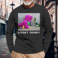 Barney Drunky Wine Bottle The Dinosaur Long Sleeve T-Shirt Gifts for Old Men
