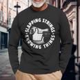 Bass Guitar Slapping Strings Knowing Things For Bassist Long Sleeve T-Shirt Gifts for Old Men