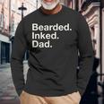 Bearded Inked Dad Fathers Day Tattoo Lover Love Tattooed Long Sleeve T-Shirt Gifts for Old Men