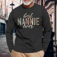 Best Nannie Ever Leopard Print Long Sleeve T-Shirt Gifts for Old Men
