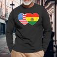 Bolivien USA Flagge Herz Langarmshirts für Bolivianisch-Amerikanische Patrioten Geschenke für alte Männer