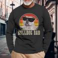 Bulldog Dad Vintage Sunglasses Dog English Bulldog Long Sleeve T-Shirt Gifts for Old Men