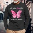 Butterfly I Wear Pink For Breast Cancer Awareness Long Sleeve T-Shirt Gifts for Old Men