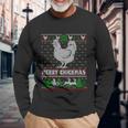Chicken Rooster Merry Chickmas Ugly Christmas Long Sleeve T-Shirt Gifts for Old Men