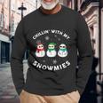 Chillin With My Snowmies Cute Snow Ugly Christmas Sweater Cool Long Sleeve T-Shirt Gifts for Old Men