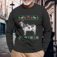 Cow Santa Claus And Lights Dairy Farmer Ugly Christmas Long Sleeve T-Shirt Gifts for Old Men