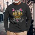 Damen Beste Katzen Oma Der Welt Lustige Sprüche Haustier Oma Langarmshirts Geschenke für alte Männer