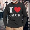 Distressed Grunge Worn Out Style I Love Jack Long Sleeve T-Shirt Gifts for Old Men