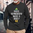 Does Somebody Need A Hug Christmas Elf Buddy Men Women Long Sleeve T-shirt Graphic Print Unisex Gifts for Old Men