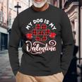 Dog Lover My Dog Is My Valentine Cute Paw Print Red Plaid Long Sleeve T-Shirt Gifts for Old Men
