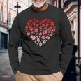 Dog Paw Love & Heart Puppy Dog Valentines Day Long Sleeve T-Shirt Gifts for Old Men
