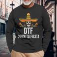 Dtf Down To Fiesta Mexican Skull Cinco De Mayo Long Sleeve T-Shirt T-Shirt Gifts for Old Men