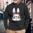 Easter Day Cute Bunny Rabbit Face With Leopard Pink Glasses Long Sleeve T-Shirt Gifts for Old Men