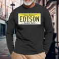 Edison New Jersey Nj License Plate Home Town Graphic Long Sleeve T-Shirt Gifts for Old Men