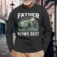 Father Mows Best Riding Mower Retro Mowing Dad Long Sleeve T-Shirt Gifts for Old Men