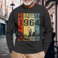 February 1964 59 Years Of Being Awesome Vintage Long Sleeve T-Shirt Gifts for Old Men