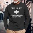 First Aid Kit Whiskey And Duct Tape Dad Joke Vintage Long Sleeve T-Shirt Gifts for Old Men