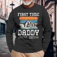 First Time Dad Est 2021 New Dad Retro Vintage Colors Long Sleeve T-Shirt Gifts for Old Men