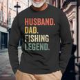 Fisherman Husband Dad Fishing Legend Vintage Long Sleeve T-Shirt Gifts for Old Men