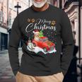 Funny Shih Tzu Dog Snow Red Truck Christmas Xmas Tree Pajama Men Women Long Sleeve T-shirt Graphic Print Unisex Gifts for Old Men