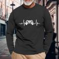 Gamer Heartbeat Video Game Controller Gaming Vintage Retro Long Sleeve T-Shirt Gifts for Old Men